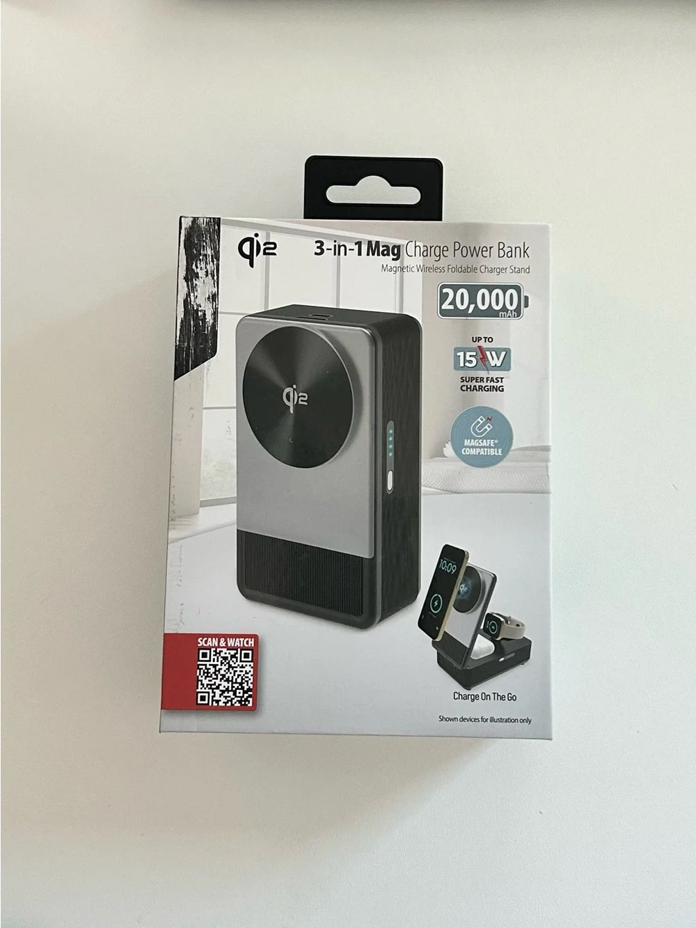 3-in-1 Wireless Charging Station for Phone, Earbuds & Smartwatch - Black/Gray
